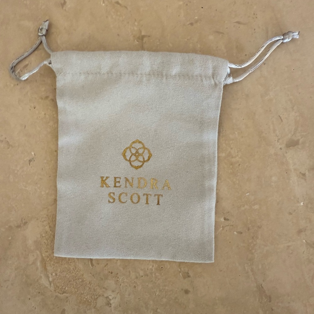 Kendra Scott Light Gray Pouch with Gold Logo